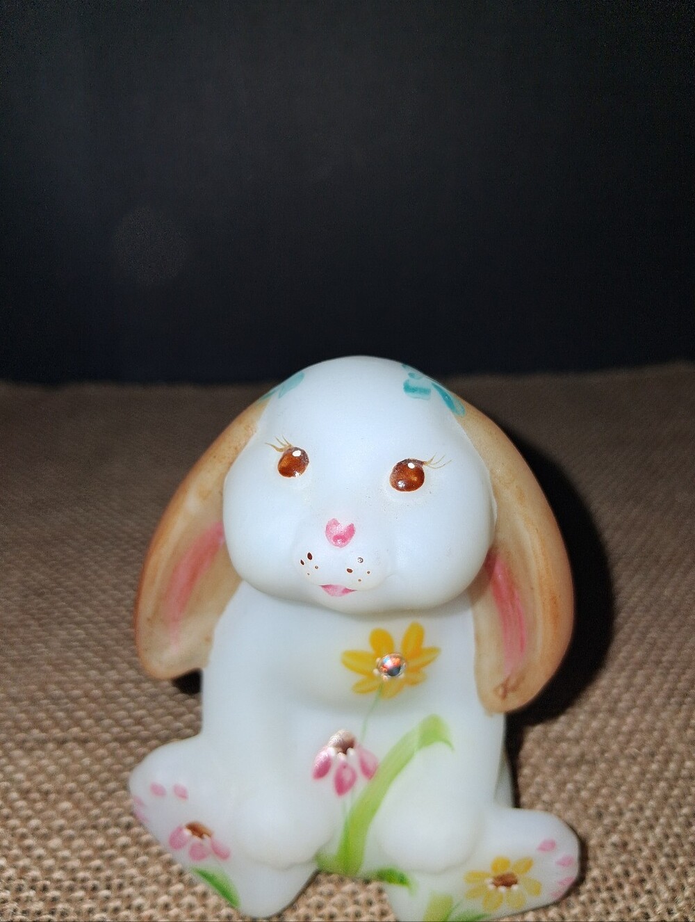 Fenton Hand Painted Signed Spring Bunny Rabbit.